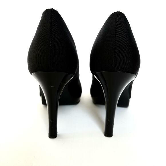 Tahari Laurie Stilettos, Black High Heels, Patent Leather Toe, Fabric, Size 8.5 - Picture 4 of 7
